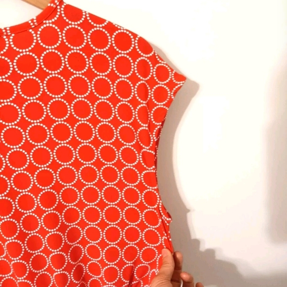 Banana Republic Women Orange Small Wrap Dress Geometric Print Knee Length - Picture 6 of 9